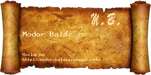 Modor Balázs névjegykártya